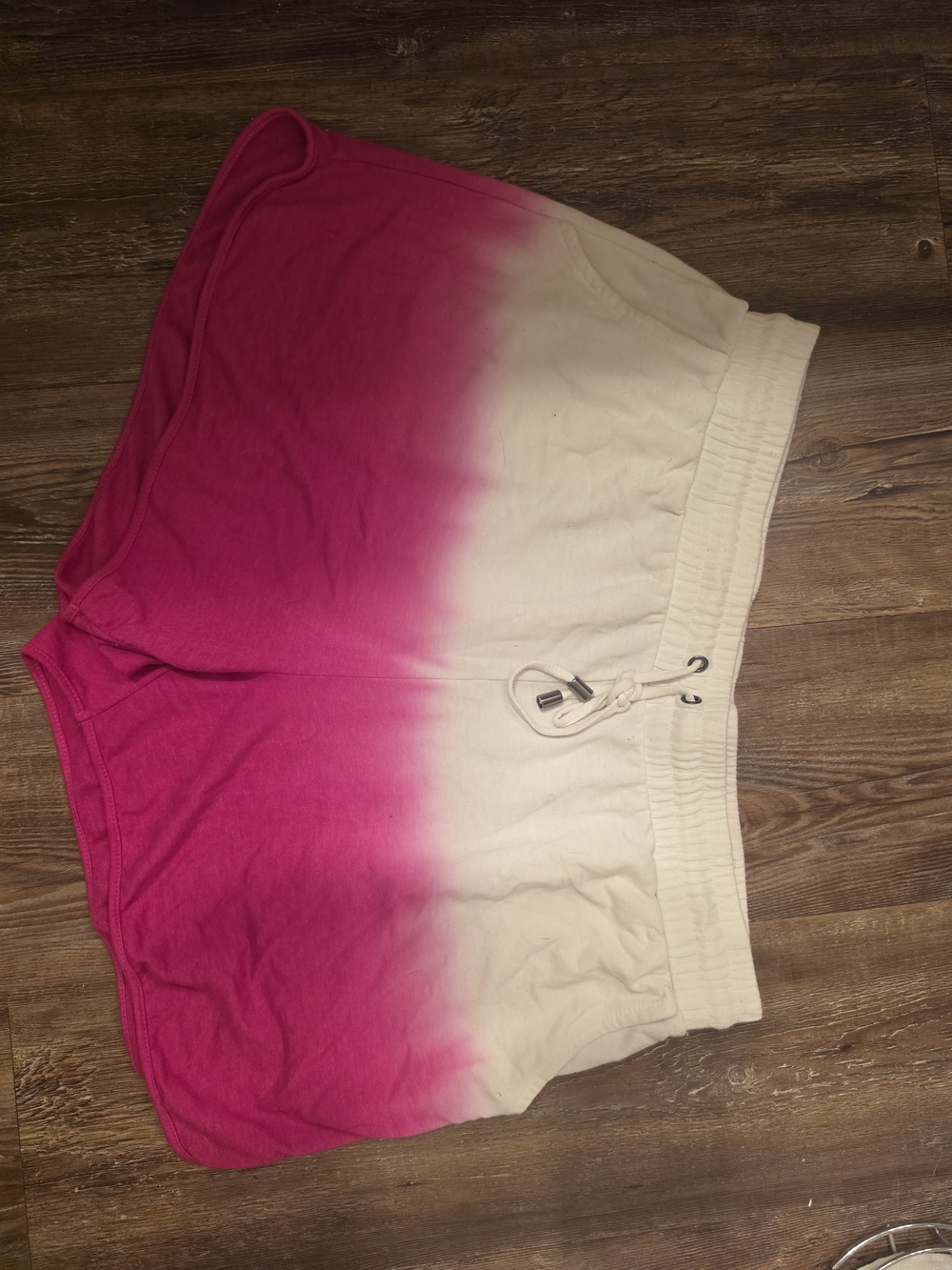 crown & ivy Ombre Hot Pink to Cream Drawstring Athletic Shorts